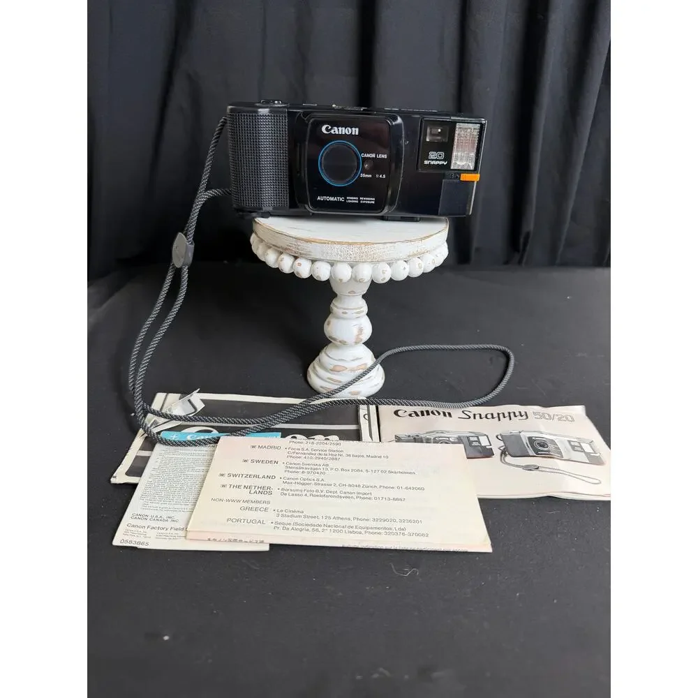 Vintage Canon Snappy 20 35mm Point & Shoot Camera with Manuals Paperwork Parts